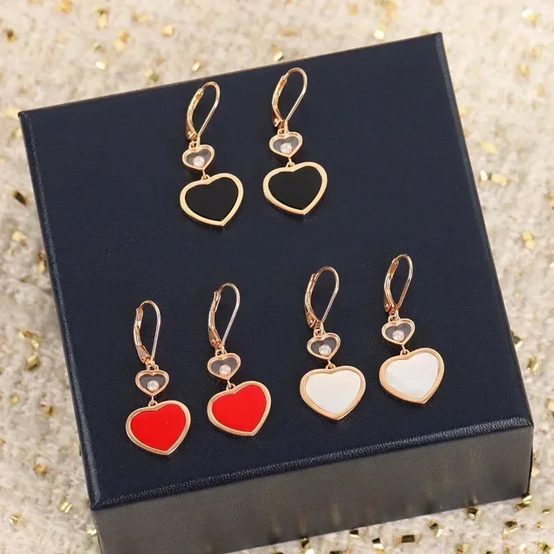 

MXK 2025 New hot Luxury brand jewelry Rose Gold heart-shaped earrings Ladies Fashion Temperament party anniversary gift