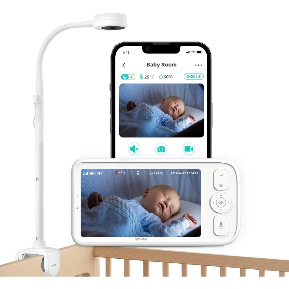 Upgraded Baby Camera Monitor Video - 5000mAh Baby Monitor with Camera and Audio, 5" Display, 4 in 1 Bracket Meets The Needs in