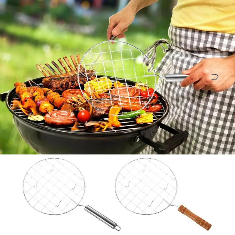 Wire Roaster Round Cooking Racks Stainless Steel Roasting Cooking Racks With Handle For Picnic Camping Baking barbecue mesh