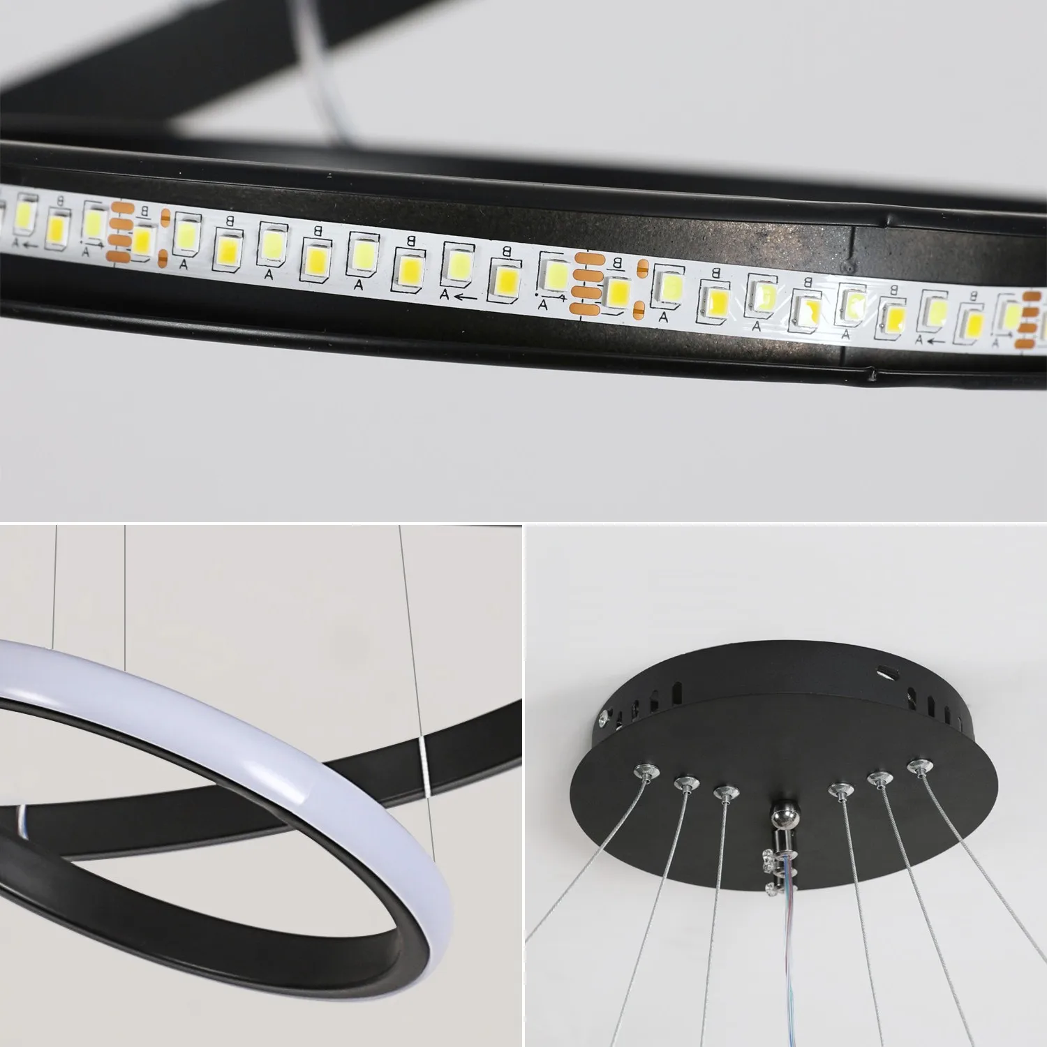 3 أضواء قلادة حلقية، مصباح معلق دائري حديث قابل للتعتيم، ضوء سقف قابل للتعديل للمطبخ وغرفة المعيشة #5