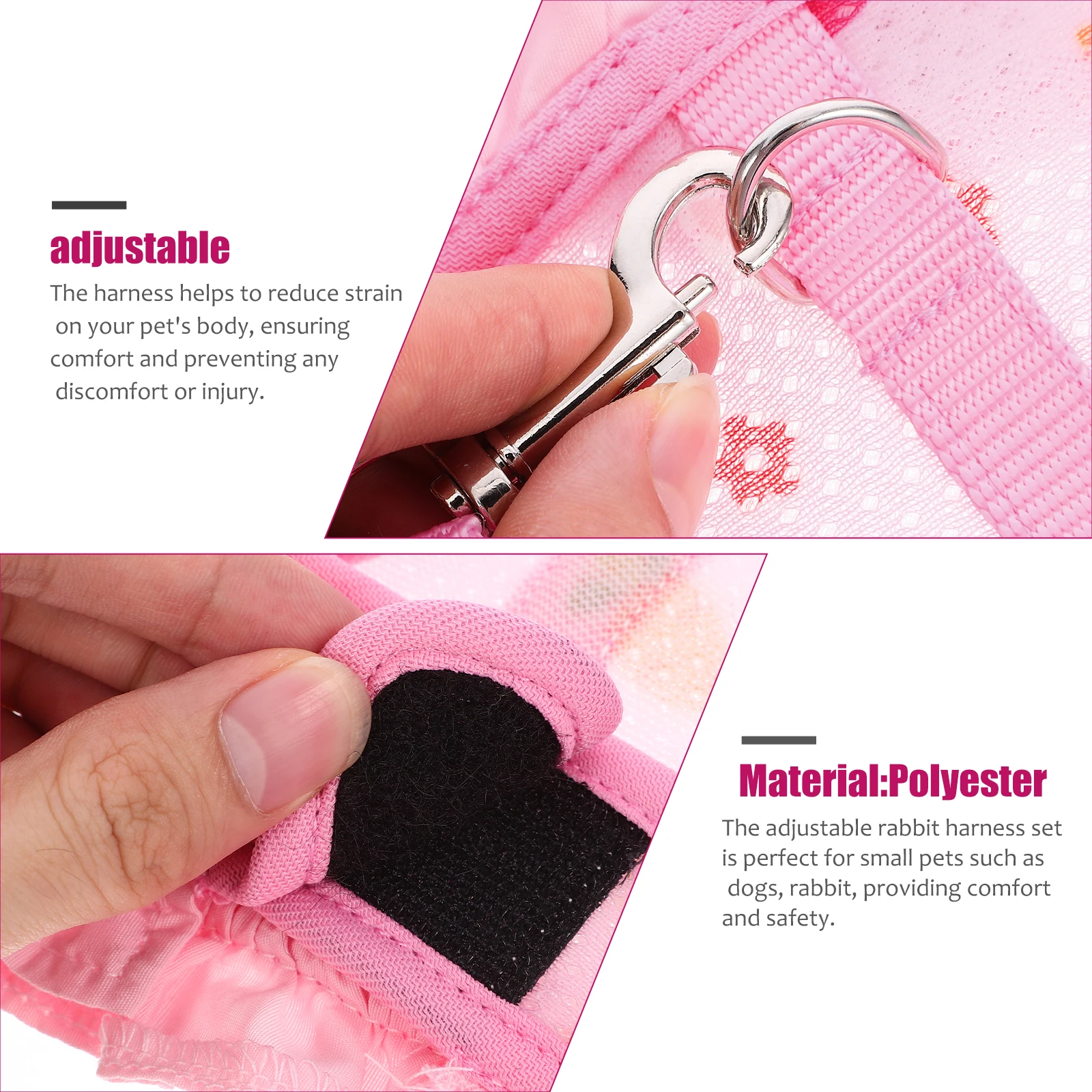 

Bunny Vest Rabbit Leash Outdoor Adjustable Harness Polyester Carriers for Rabbits Leashes