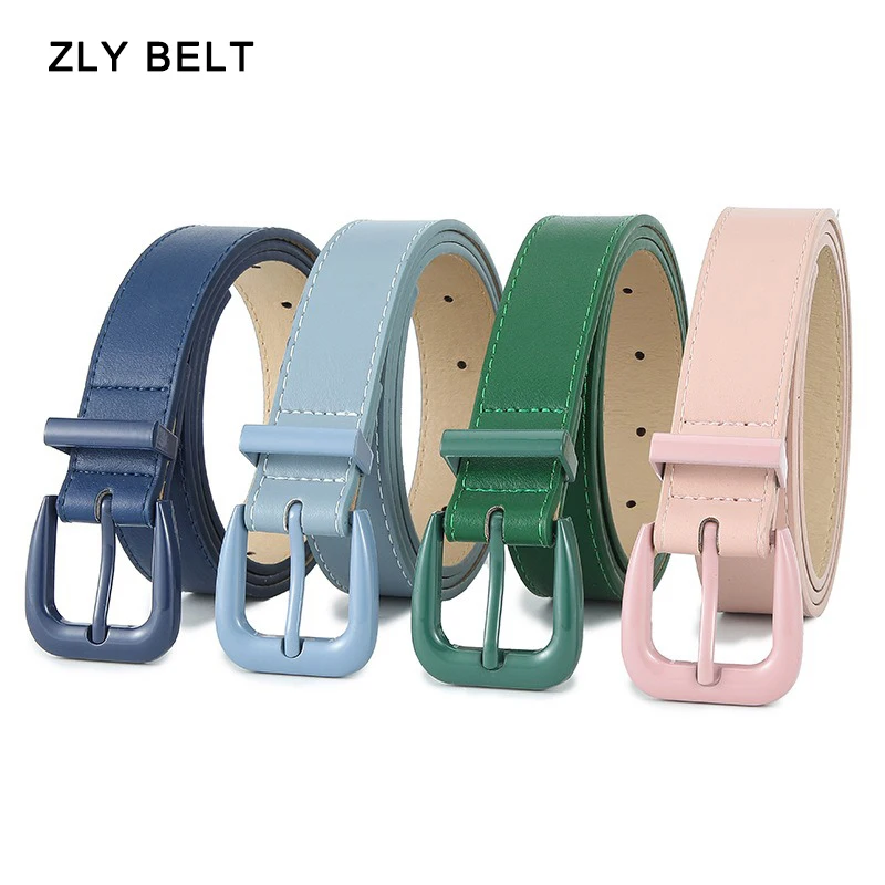 ZLY 2024 New Fashion Belt Women Men 107CM Colorful PU Leather Material Alloy Pin Buckle Versatile Simple Life Style Quality Belt