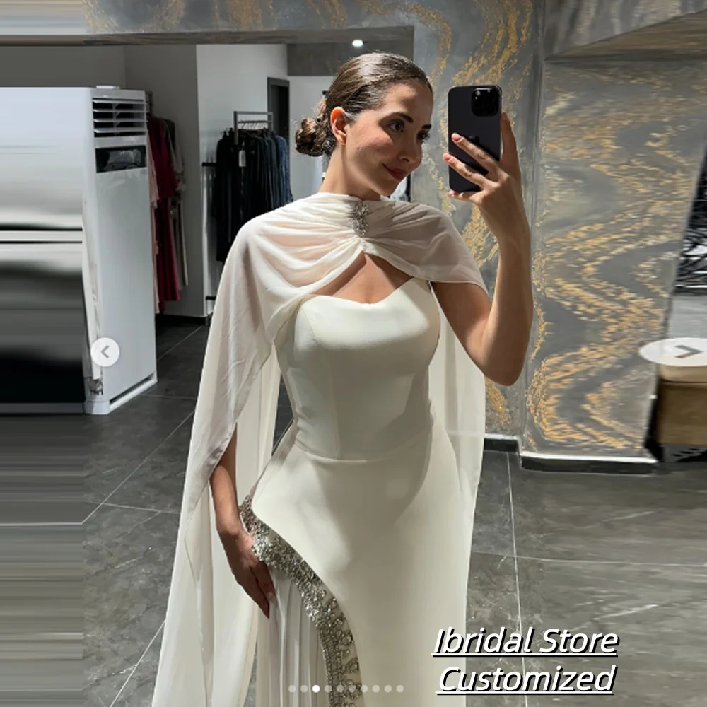 فستان سهرة مخصص على شكل حرف A بطول الأرض بدون حمالات بدون أكمام فستان حفلات بسيط على الموضة فستان حفلات ثنيات كريستالية