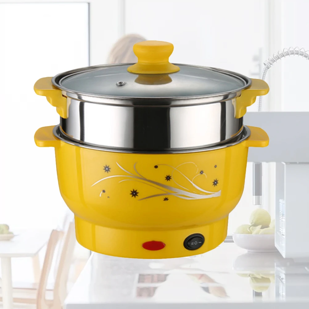 

24Cm Uk Plug Stainless Steel Electric Steam Pot Multifunctional Double Layer Stockpot Boiling Kettle For Home Kitchen Office