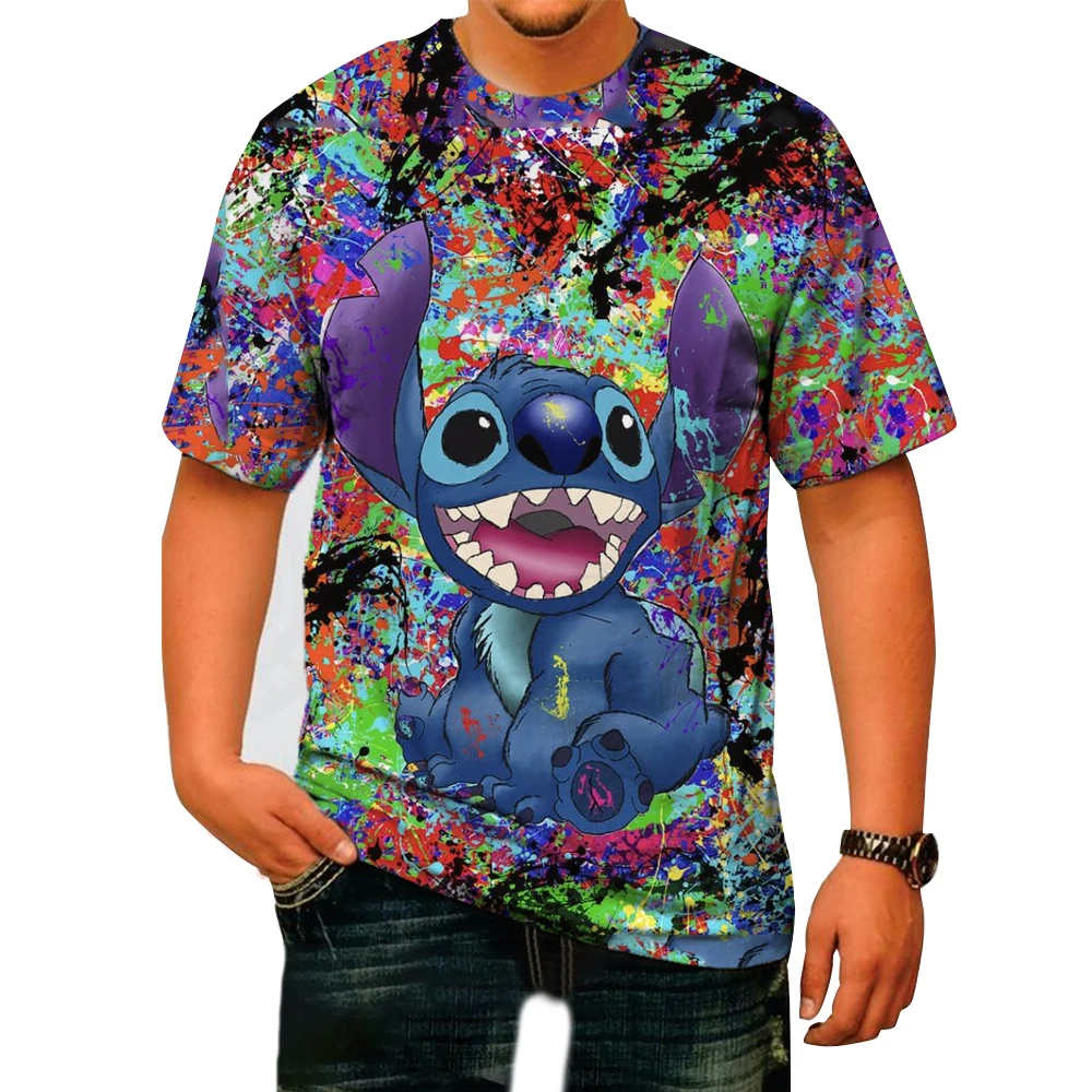 2024 New Disney Stitch 3D Printed T-shirt Men Women Summer Fashion Casual T-shirts Harajuku Streetwear Oversized Tshirt Tops