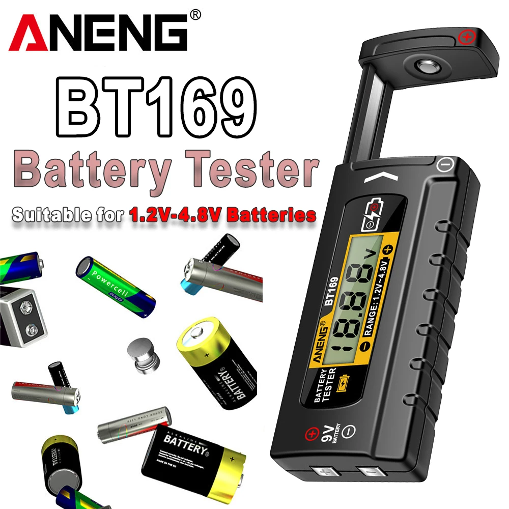 ANENG BT169 Universele Batterij Tester LCD Batterij Indicator Gauge Checker 9V 1.5V Knoopcel Test Huishoudelijke Analyzer Meter gereedschap