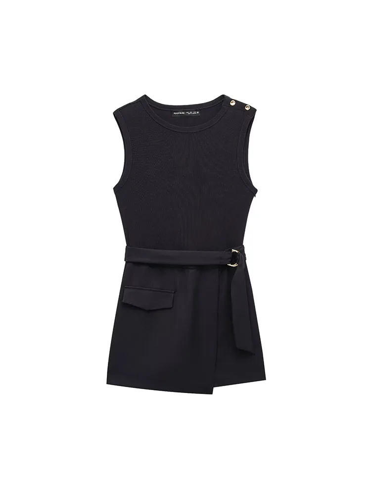 

Женский летний комбинезон, модный однотонный тонкий комбинезон с круглым вырезом 2025 года, женские элегантные уличные комбинезоны, одежда