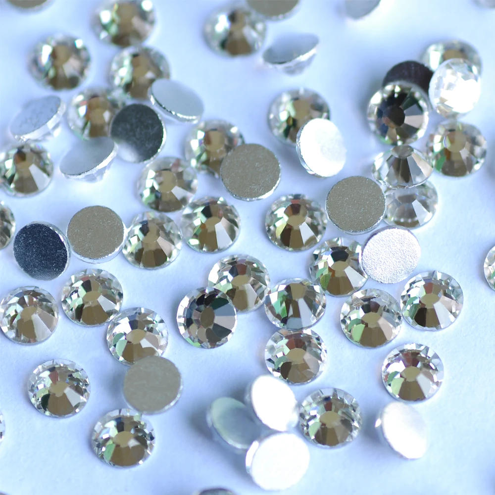 PUBRILEX Crystal AB/Clear Non-Hotfix Strasssteine 14 Facetten Flache Rückseite Glas-Strass für Nagelkunst, Kleidungsstücke und Dekorationen – Detail 11