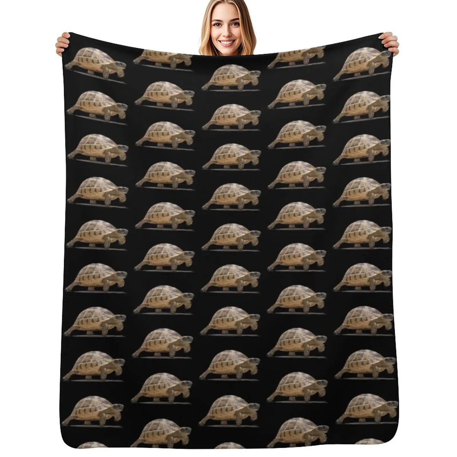 Marching Baby Tortoise Cartoon Vector Isolated Throw Blanket Cozy Light Blanket for Travel Camping Picnic