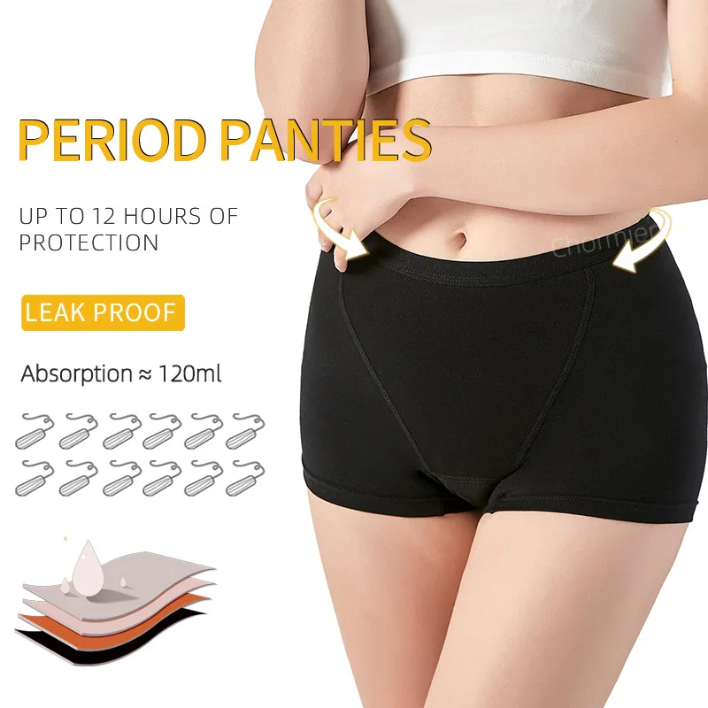 Four-Layer Leak-Proof Women\'s Boxer Knickers High Absorption Comfortable Menstrual Period Boxer Menstrual Panties