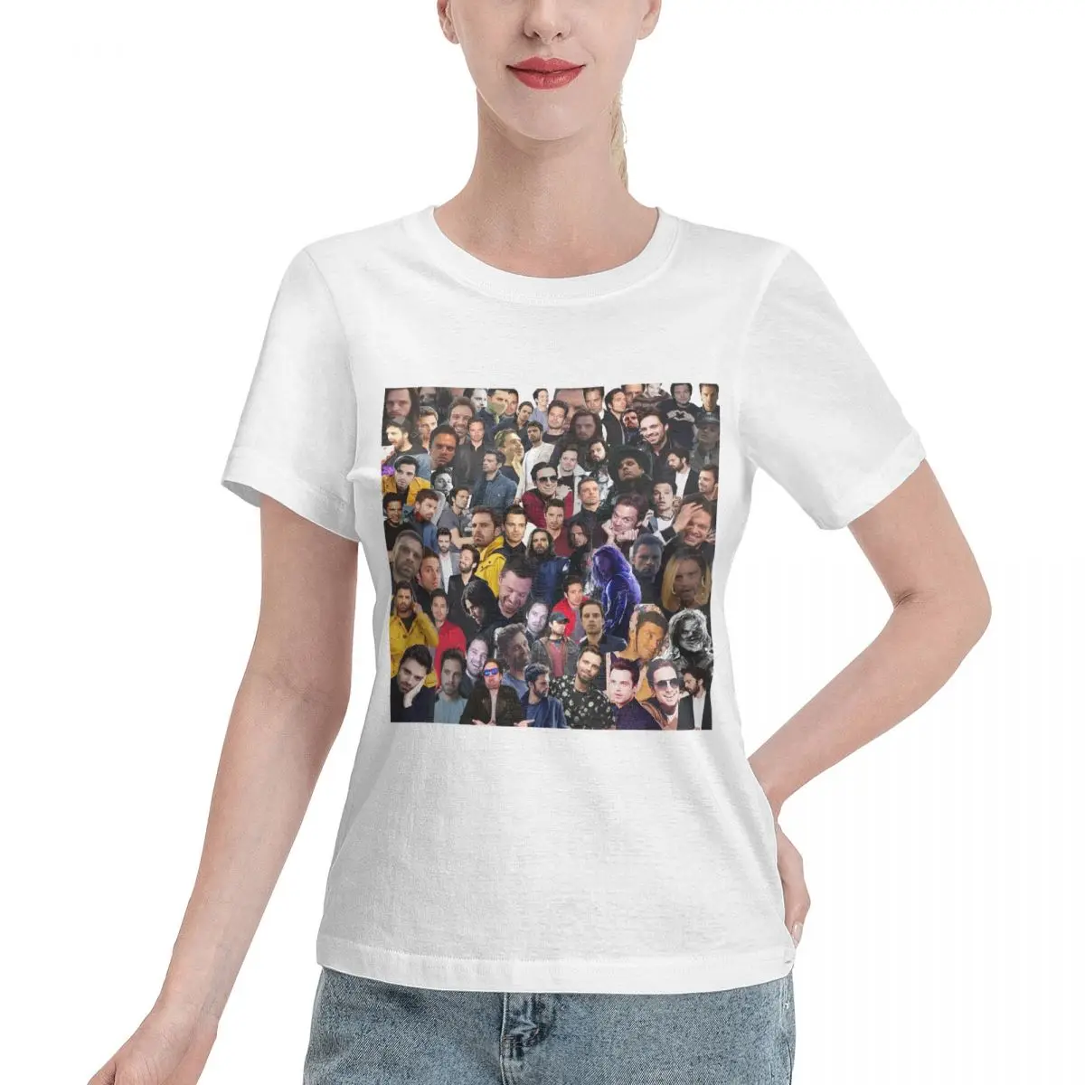 

Футболка Sebastian Stan College, женские футболки с короткими рукавами, одежда с круглым вырезом, хлопковые летние футболки, уличная одежда