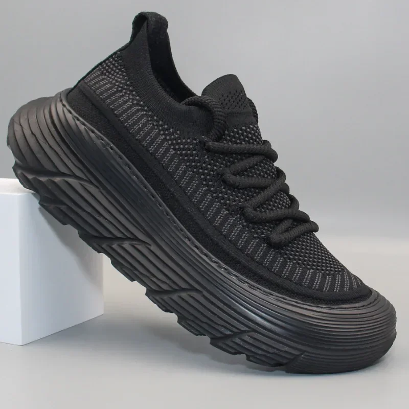 Man Sneakers Summer Black Flying Weaving Breathable Mesh Zapatos Hommes Casual Quick-dry Soft Sole Sport Shoes Outdoor