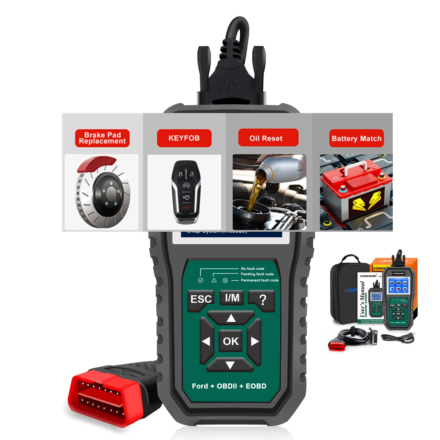 ABS SRS Keyfob Full System OBD2 Diagnostic Tool, Oil Reset Vehicle Scanner & Engine Analyzer