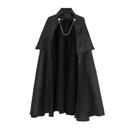 Men Women Halloween Gothic Medieval Party Stage Punk Cosplay Military Black Knight Viking Pirate Cloak
