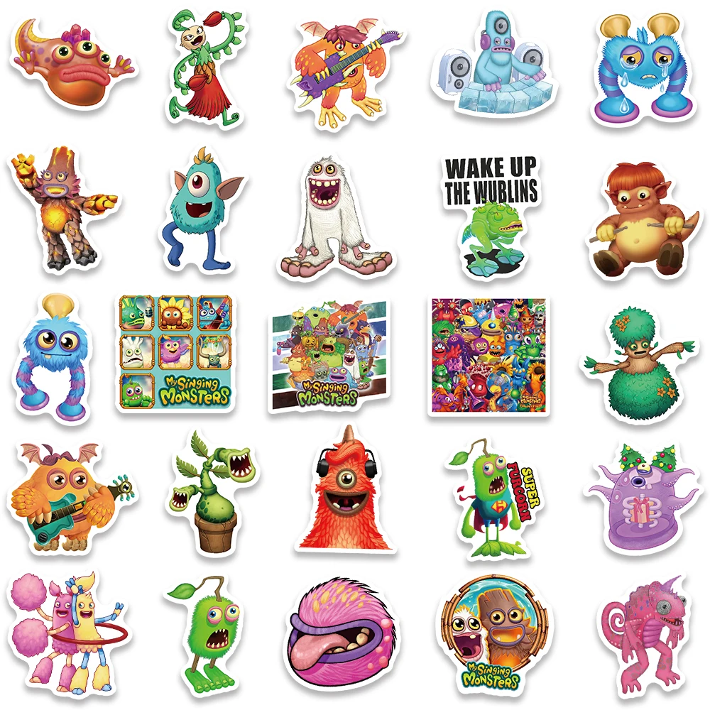 50pcs Cute Funny Cartoon Game My Singing Monsters Anime Stickers For Laptop Guitar Phone Luggage Waterproof Graffiti Decals