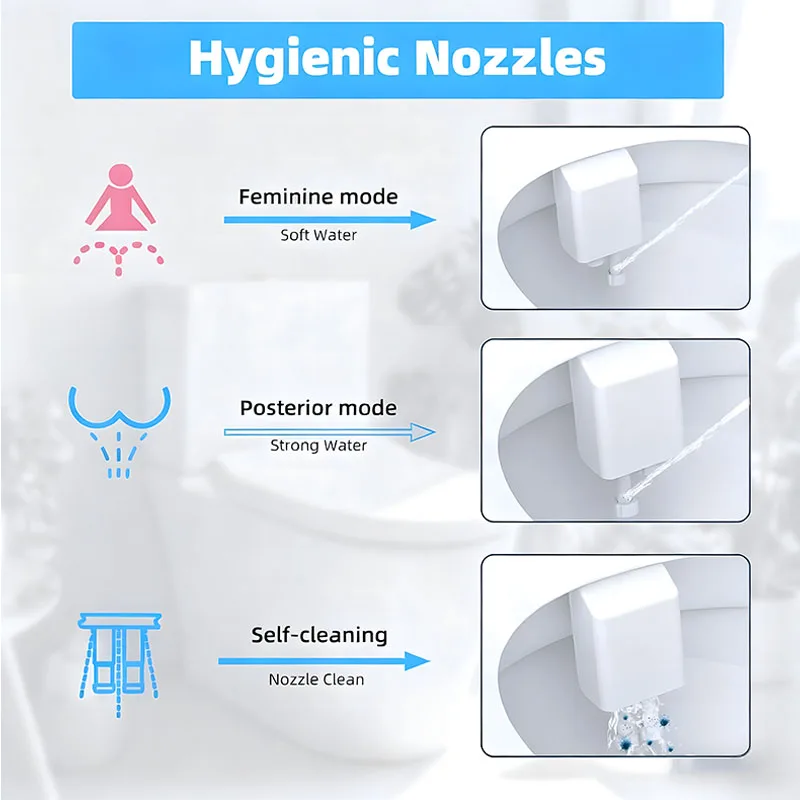 Feminines Waschgerät, einstellbarer Wasserdruck, Gesäßreinigung, einfach zu installierendes Bidet für Toilette zu Hause, ultradünner Toilettensitz
