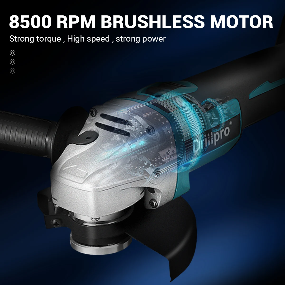 Drillpro 125mm Brushless Cordless Impact Angle Grinder DIY Power Tools Electric Polishing Grinding Machine For Makita18V Battery