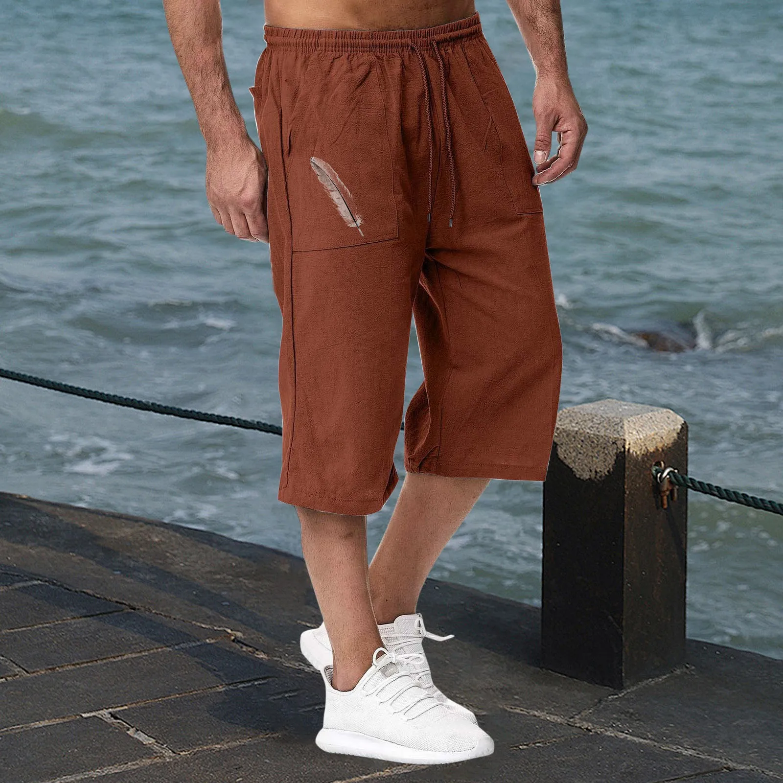 Jogging In Spring And Summer Relaxing And Relaxing Beach Vacation Nine Point Sweatpants Slip