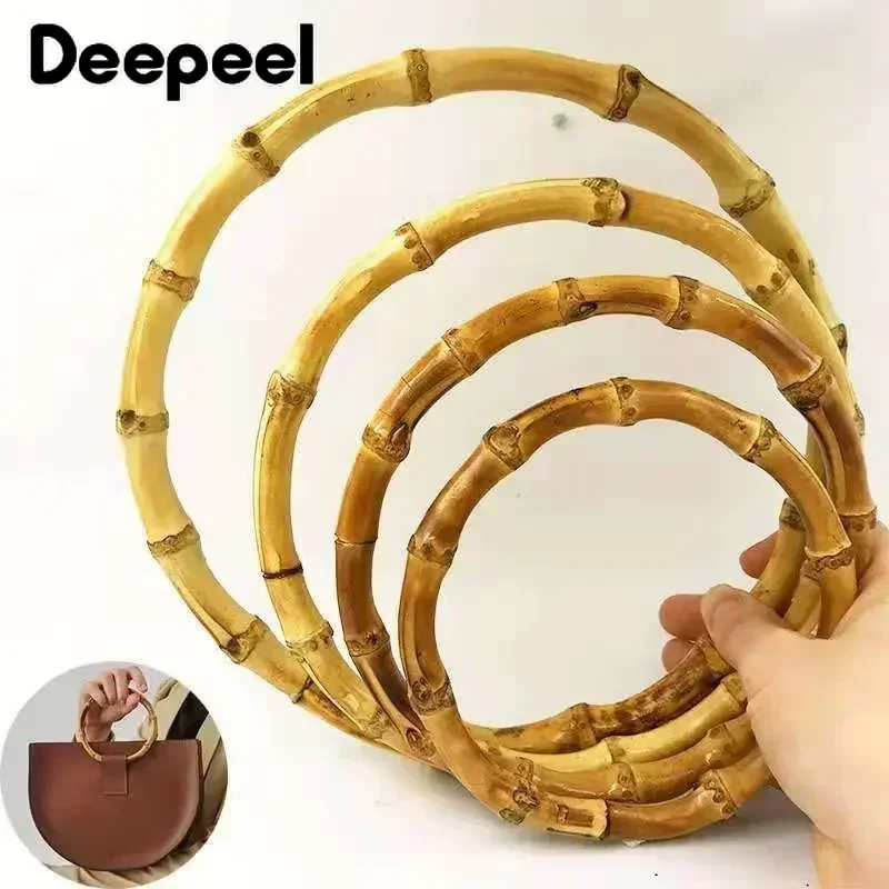 2/4Pcs Deepeel 7.5-18cm Bamboo Rings Bag Handles DIY Handmade Craft Wooden Bags Closure Round Handle Purse Woven Accessories