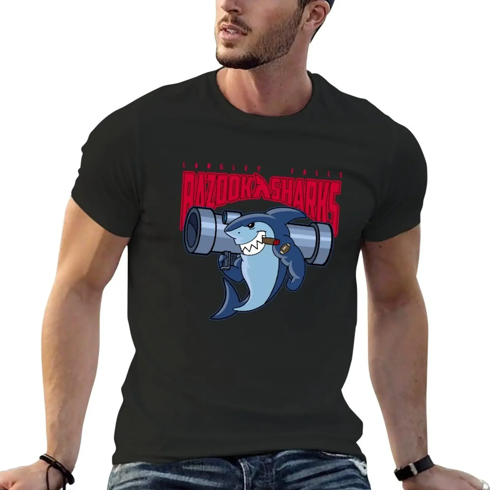 Bazooka Sharks T-Shirt summer tops quick drying vintage anime mens graphic t-shirts funny