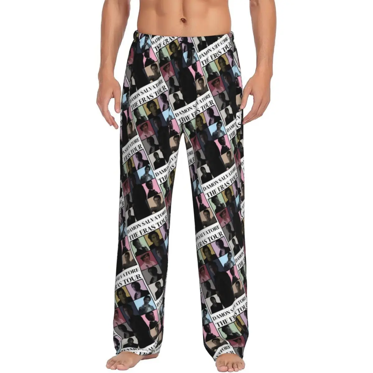 

Custom The Vampire Diaries Pajama Pants for Men Damon Salvatore Lounge Sleep Drawstring Sleepwear Bottoms with Pockets