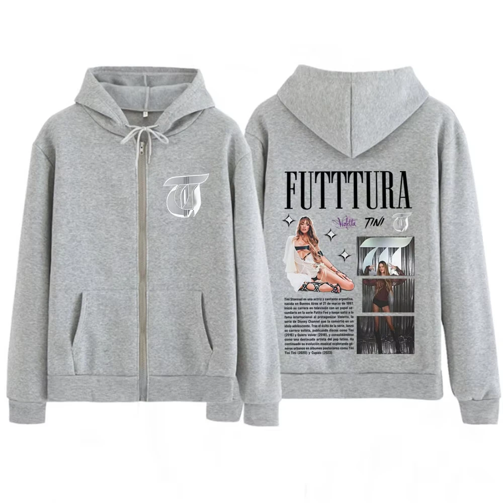 Singer TINI STOESSEL Futtura Album 2025 Tour Vintage Zipper Hoodie Men Women Hip-hop Sweatshirts Casual Harajuku Zip Up Coats