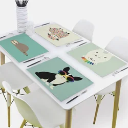 Animal Panda Placemats  for Table Cows and Giraffes Set De Table Mat Happy Kitchen 45 * 32Cm Serviette De