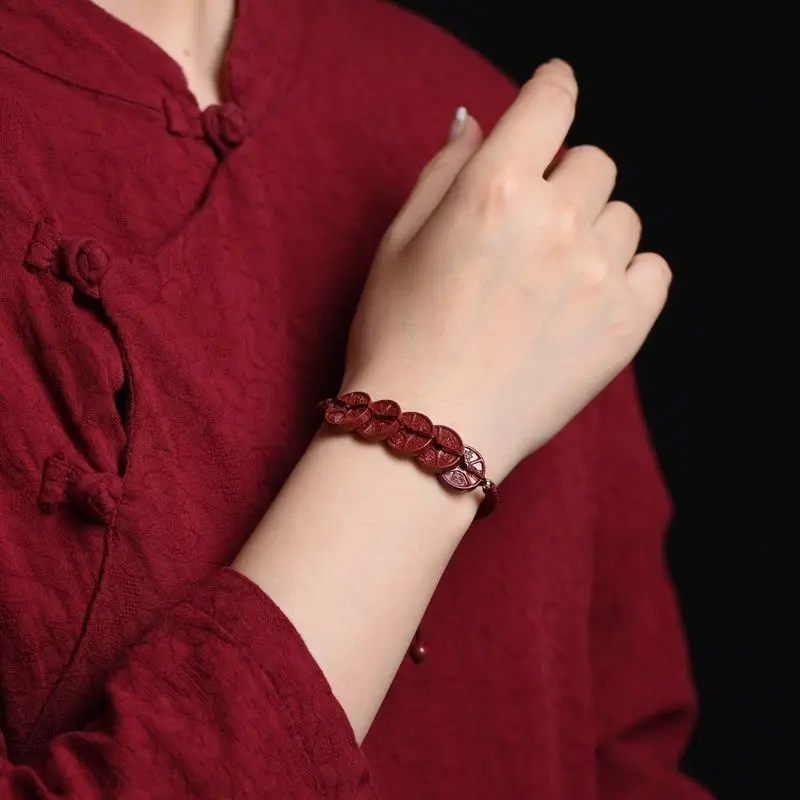 High Content Cinnabar Five Emperor Money Red Rope Foot Chain Female Bracelet Male Couple One Year of Life Hand Chain Foot Chain 3