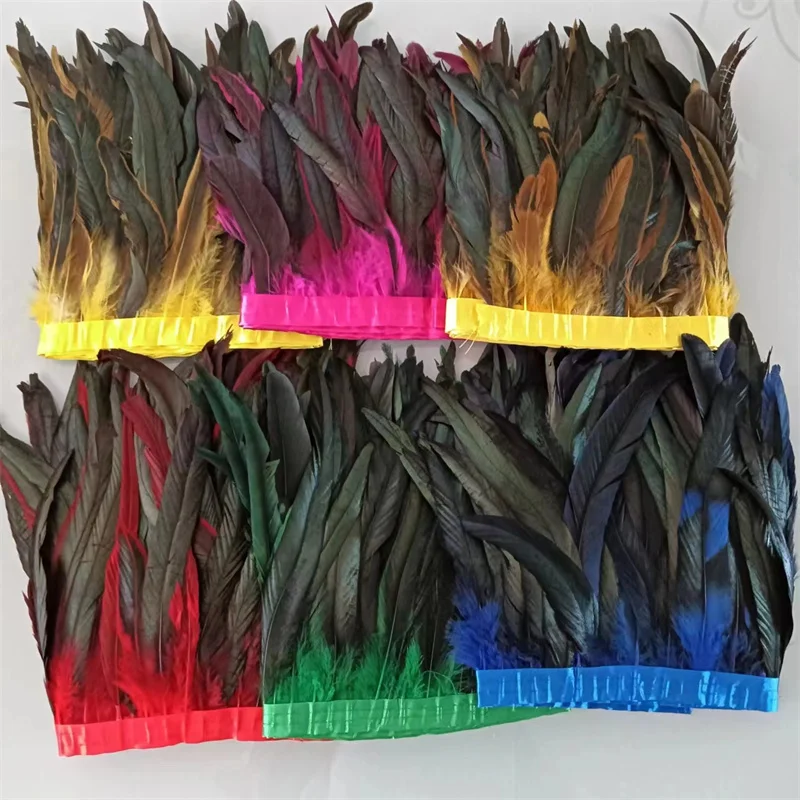 

10Yard/lot Rooster Tail Feather Trims for Needlework DIY Handicrafts 25-30cm Feathers Fringes for Clothes Carnival Accessories