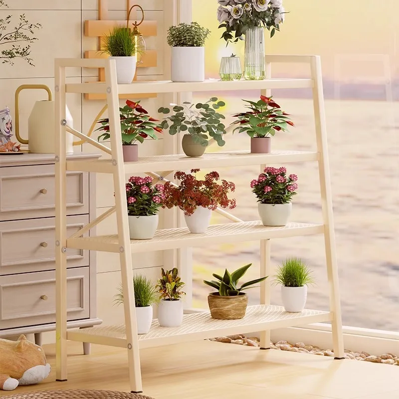 Balcony Flower Stand Shelf Balcony Outdoor Wrought Iron Ladder Multi-layer Living Room Floor-to-ceiling Multi-potted Plants