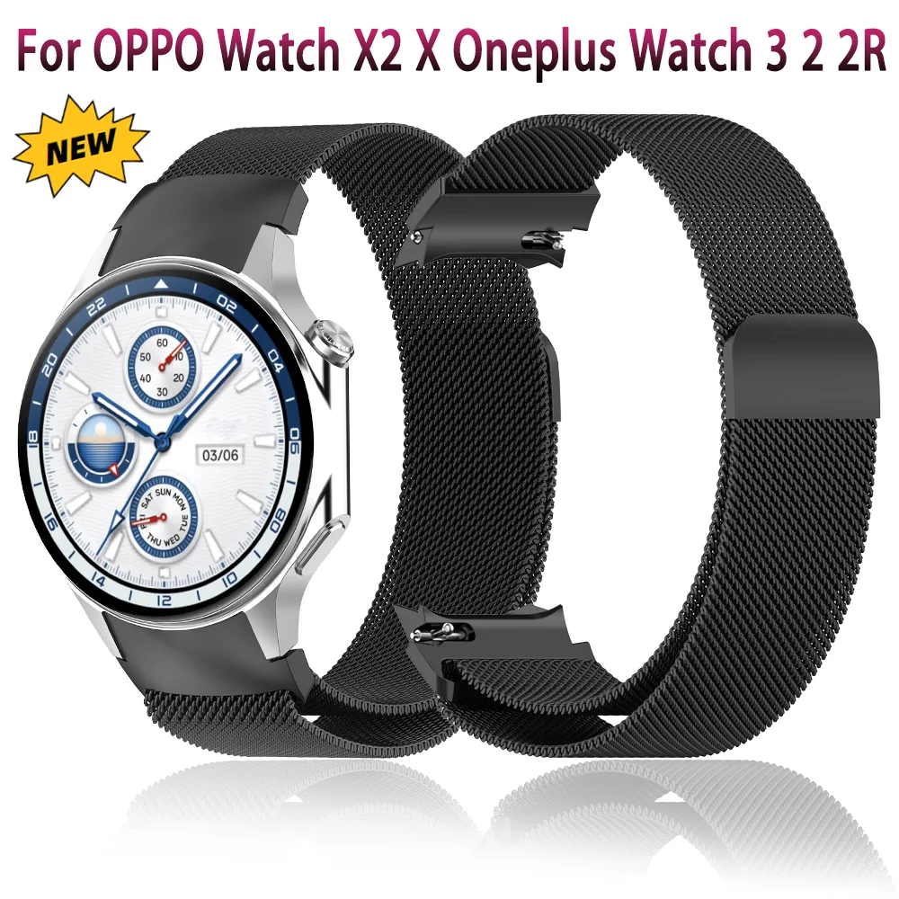 Nahtloses Milanaise-Magnetarmband für OPPO Watch X2 X, Original-Metallarmband für OnePlus Watch 3 2 2R, Zubehör