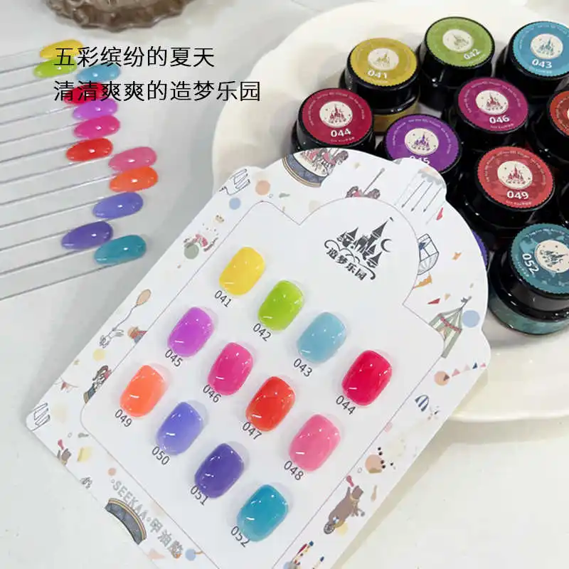 

SEEKAA 2026 New 12 Colors Translucent color Nail Gel Set Long-Lasting 5g HEMA&TPO Free Nail Art UV Gel for Nail Salon Wholesale