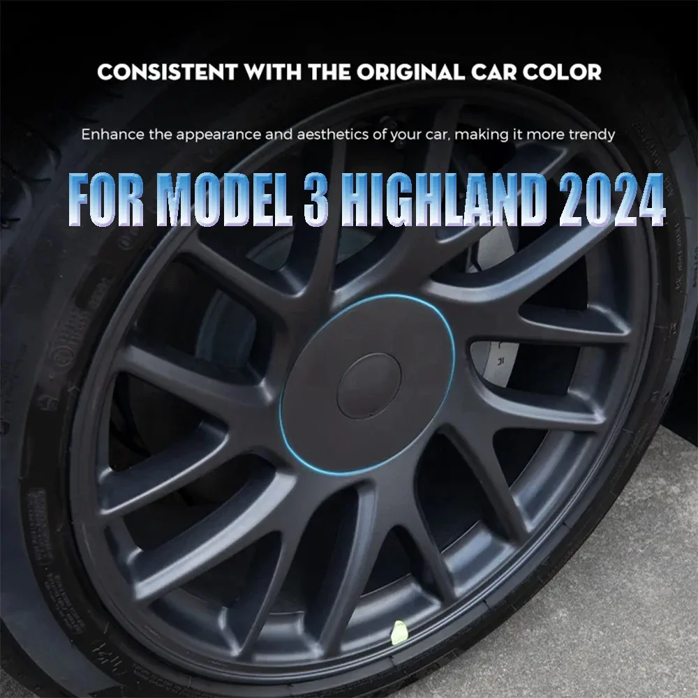 

Hub Center Cover For Tesla Model 3+ 18 Inch Hubcaps Decorative Cover 4pcs Wheel Center Caps New Model3 Highland 2024 Accessories