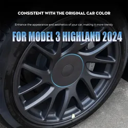 Hub Center Cover For Tesla Model 3+ 18 Inch Hubcaps Decorative Cover 4pcs Wheel Center Caps New Model3 Highland 2024 Accessories