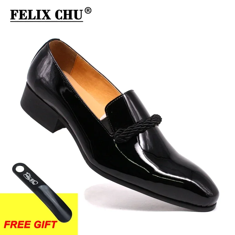 Men's Size 7-13 Dress Shoes Black Patent Leather Loafers Pointed Toe Luxury Formal Shoes for Party Wedding