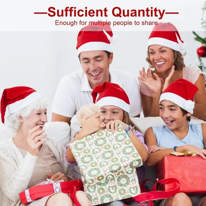 50/1Pcs Christmas Hats Adults Kids Non-woven Red Santa Claus Hat Merry Christmas Home New Year Gifts Festive Party Supplies