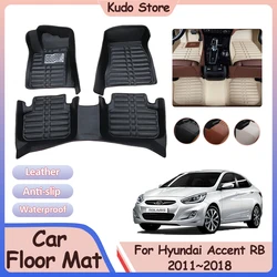 For Hyundai Accent RB Verna Solaris i25 2011~2018 Car Floor Mat Custom Leather Panel Liner Covers Foot Parts Interior Accessorie