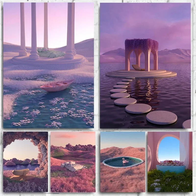 1pc Retro Metall Aluminium Logo rosa Planet Gras verträumte Blume Leinwand Druck Poster Wand kunst Dekoration Malerei Club