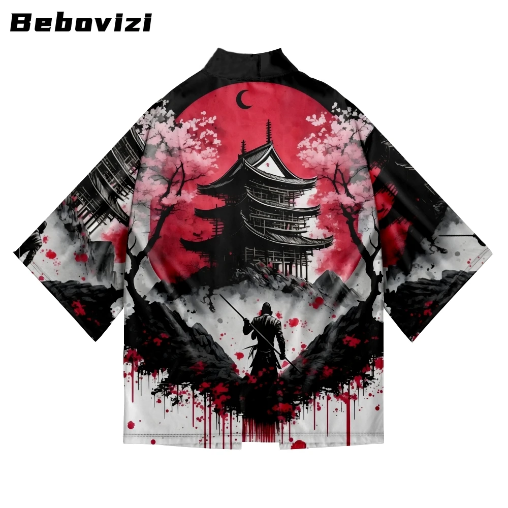 

Bebovizi Fashion Anime Print Cardigan Haori Women Men Loose Yukata Asian Clothing Japan Harajuku Beach Kimono