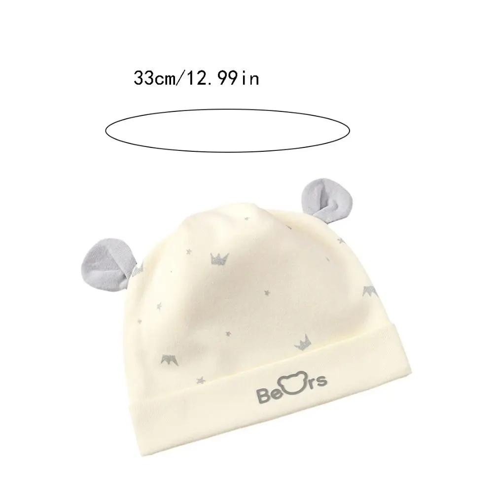 Winddichter Druck ohne Knochen, Musselin-Hüte, Cartoon-Bär, Baumwolle, Neugeborenen-Hüte, elastisch, weich, Baby-Fetal-Kappe, Herbst