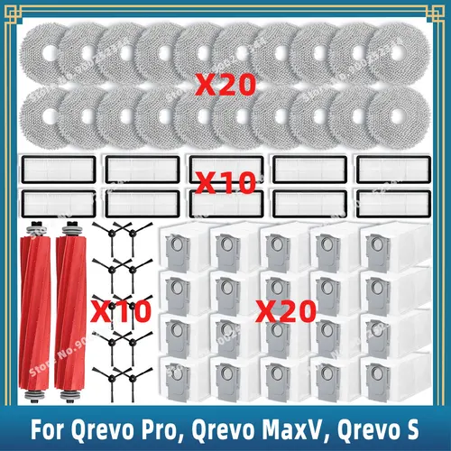 호환 ( Roborock Qrevo Pro / Qrevo MaxV / Qrevo S / Qrevo Plus ) 교체 부품 액세서리, 롤러 사이드 브러시 필터 걸레 먼지 봉투  Best5