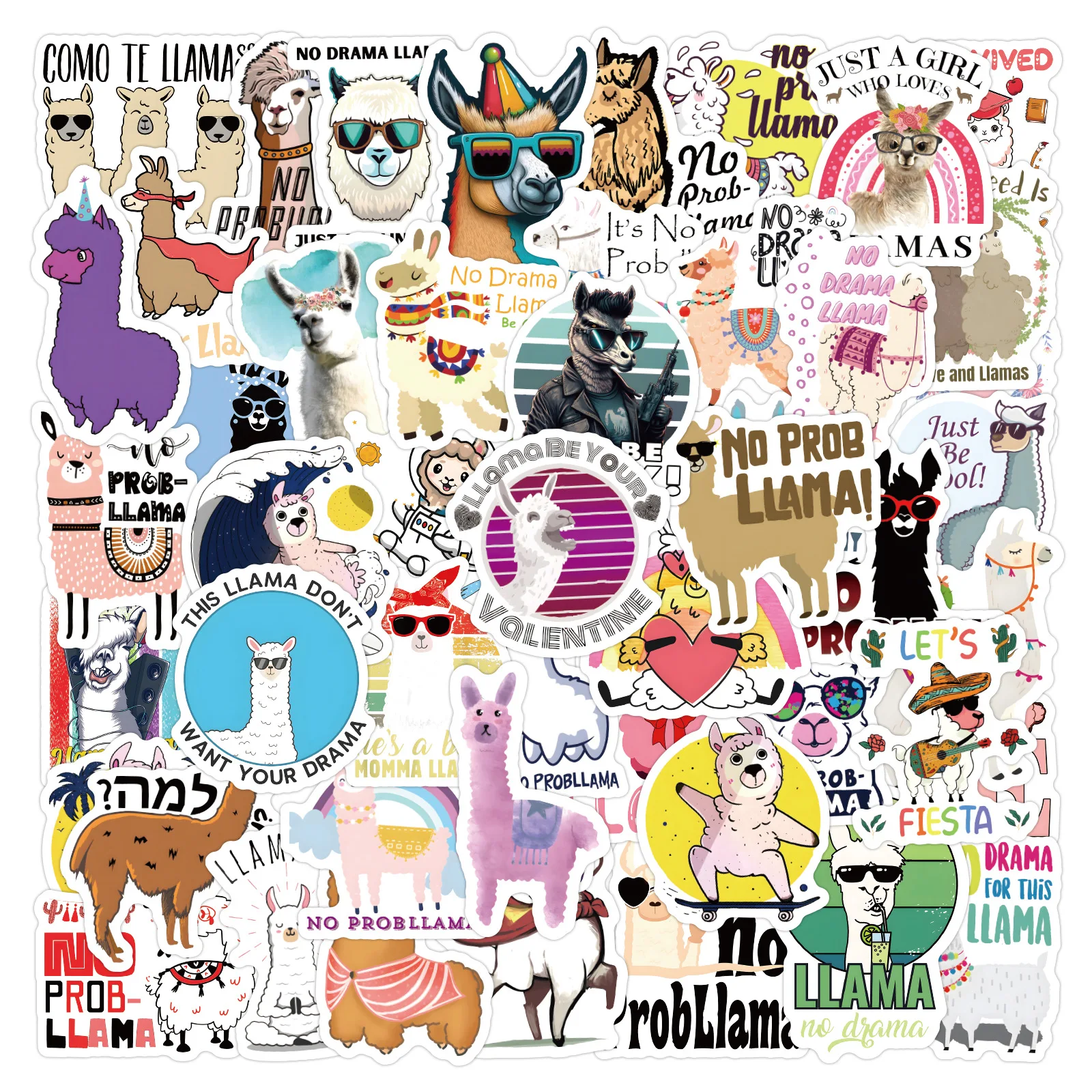 60/120PCS Cartoon Kamel Lama Cartoon Graffiti Aufkleber Auto Gepäck Roller Wasserdichte Schreibwaren Aufkleber