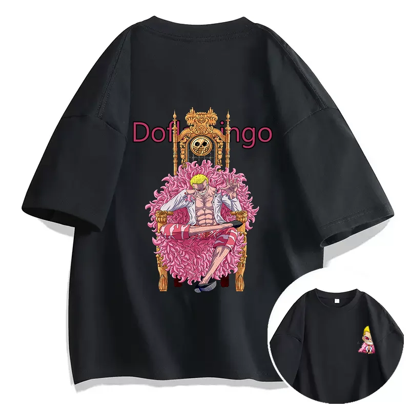 Anime ONE PIECE T-shirt Doflamingo Printed T-shirt Leisure Sports Street Men's and Women's T-shirt