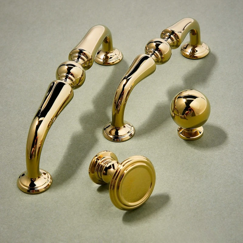 Solid Brass PVD Gold Hardware Furniture Handle Luxury Wardrobe Door Handle Hardware Kitchen Shoe Cabinet Pull Bar Drawer Knob