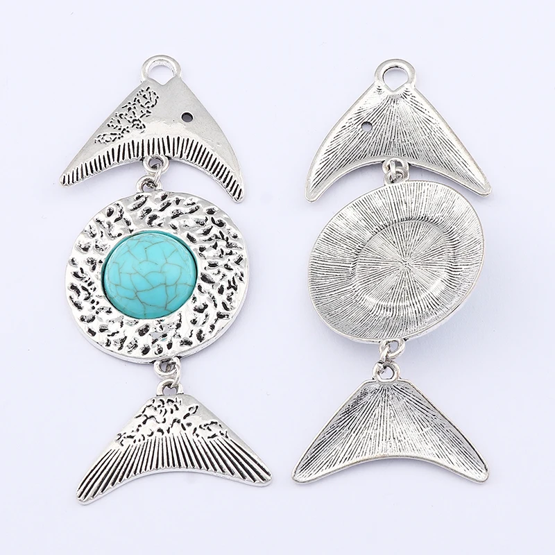 ZXZ 2pcs Tibetan Silver Large Fish Bone Charms Pendants For Necklace Jewelry Making 94x36mm