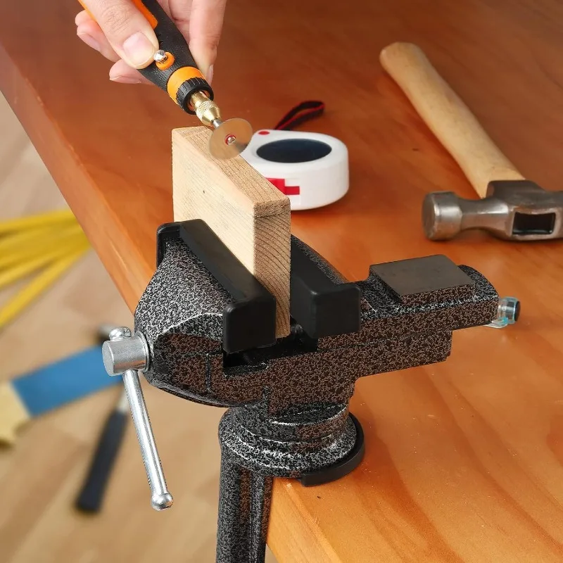 3 Inch Universal Bench Vise 360° Swivel Base Clamp‑on Table Vice Woodworking DIY Craft Sculpting Modeling Hand Tool