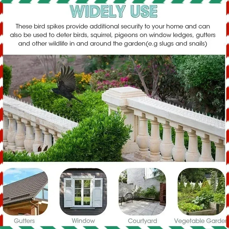 

10pcs Ultra-wide 12cm Outdoor Transparent Clear PET Bird Defender Spikes Strips for Indoor Outdoor Use Keep Pigeon, Squirrel Off