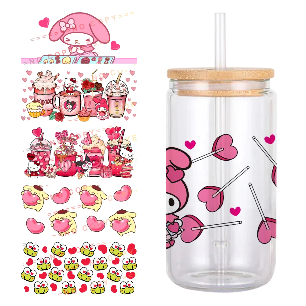 Sanrio Melody KEROKEROKEROPPI 11*24cm UV DTF Wrap Sticker DIY For 16oz Glass Cup Waterproof Decals Coffee Cup Sticker