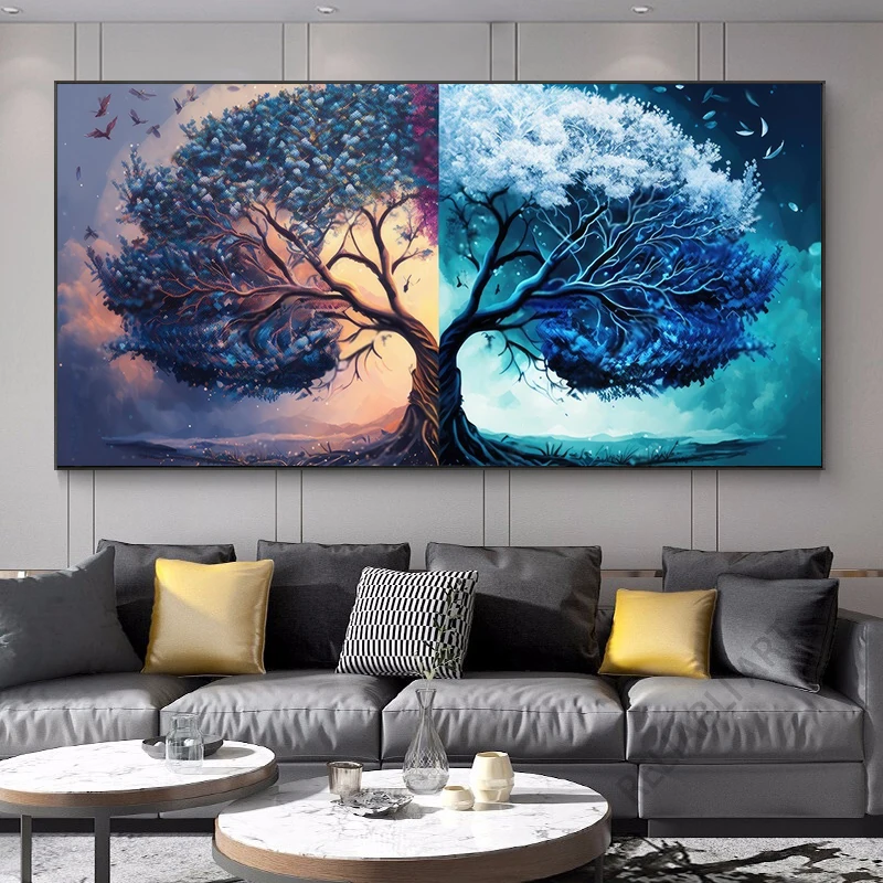 Abstract Fantastic Life Tree Canvas Painting Modern Colorful Tree Landscape Posters and Prints for Living Room Home Decoration