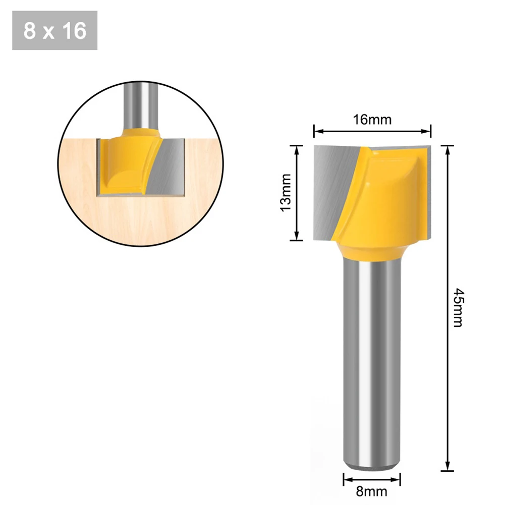 

High Quality New Practical Router Bit Bit Woodworking Yellow 1pc 8*16mm 8*18mm 8*20mm 8*22mm 8*25mm Bottom CNC Milling